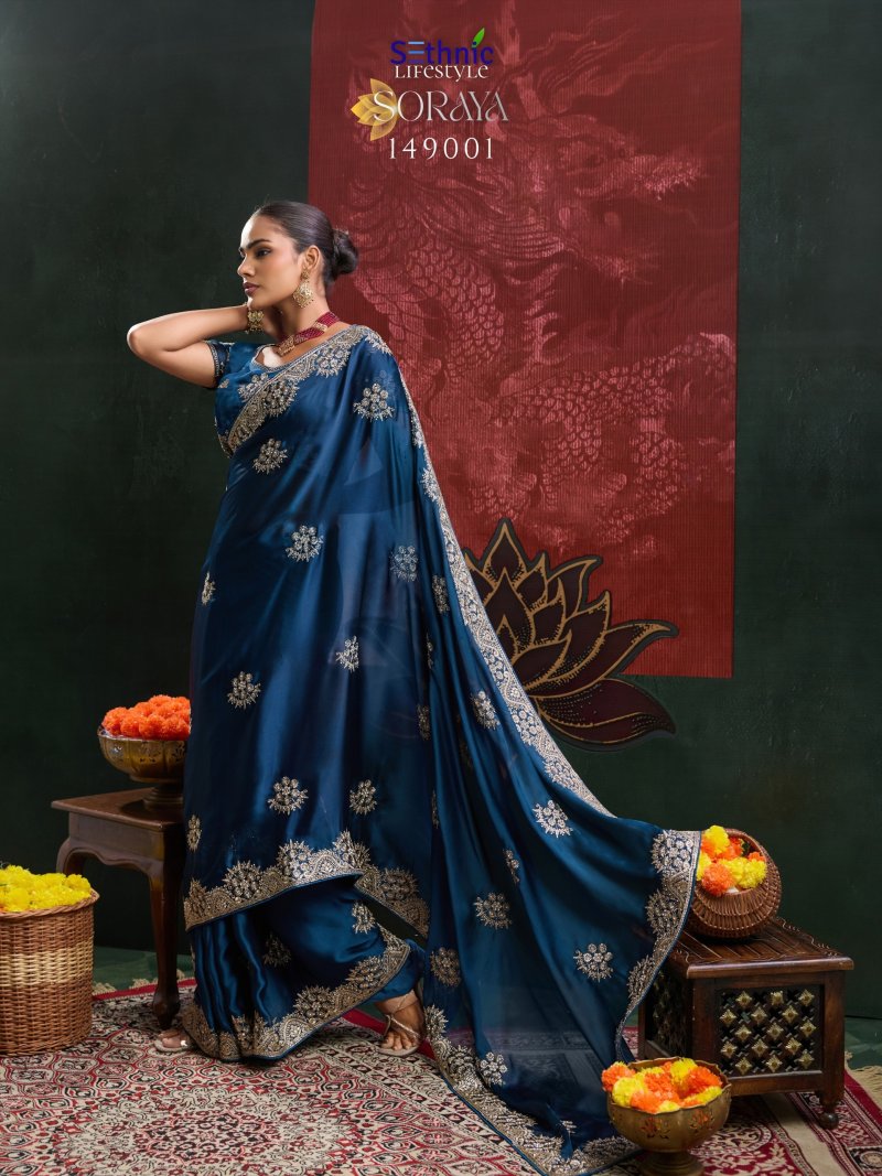 Soraya By Sethnic Satin Chiffon Designer Saree 